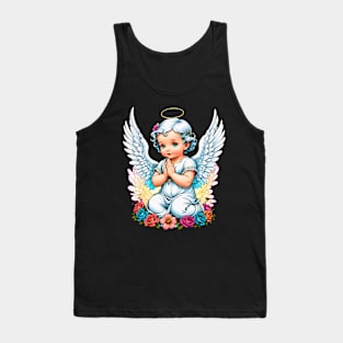 Praying Baby Girl Angel Cherub comic retro vintage Tank Top